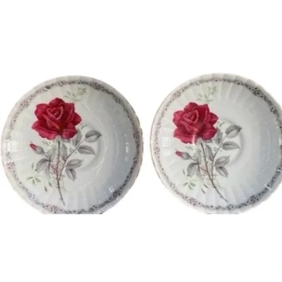 Vintage Royal Stafford Set Of 2 Roses to Remember Bone China Tea Saucers England - Picture 2 of 15
